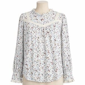 Floral Fairy Crochet Babydoll Peasant Top Size XS Cottagecore Boho Indie Prairie